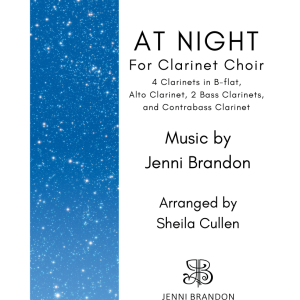 At Night for Clarinet Choir - 4 Clarinets in B-flat, Alto, 2 Bass Clarinets, Contrabass Clarinet (JB 223)