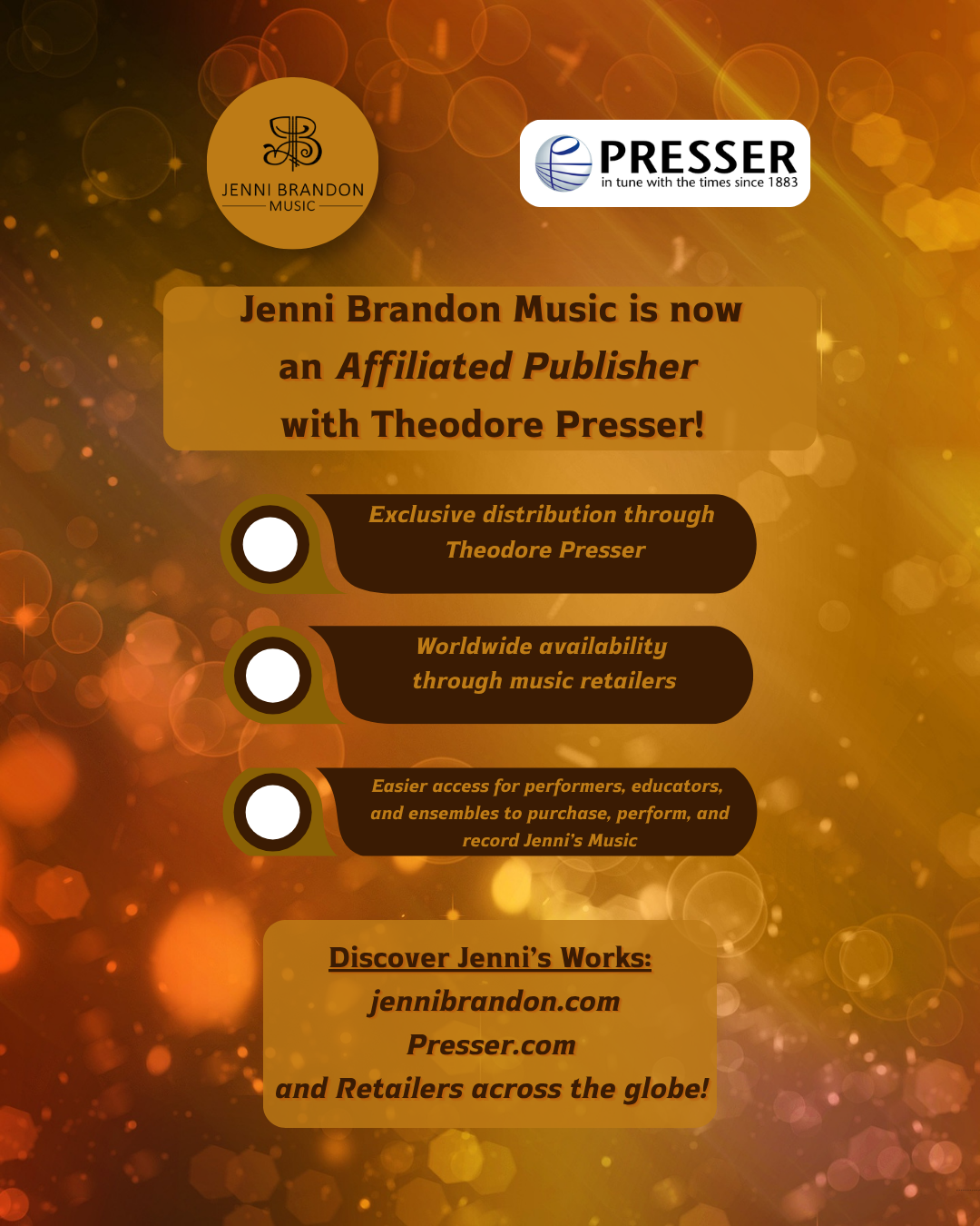 Jenni Brandon Music Joins Theodore Presser as an Affiliated Publisher